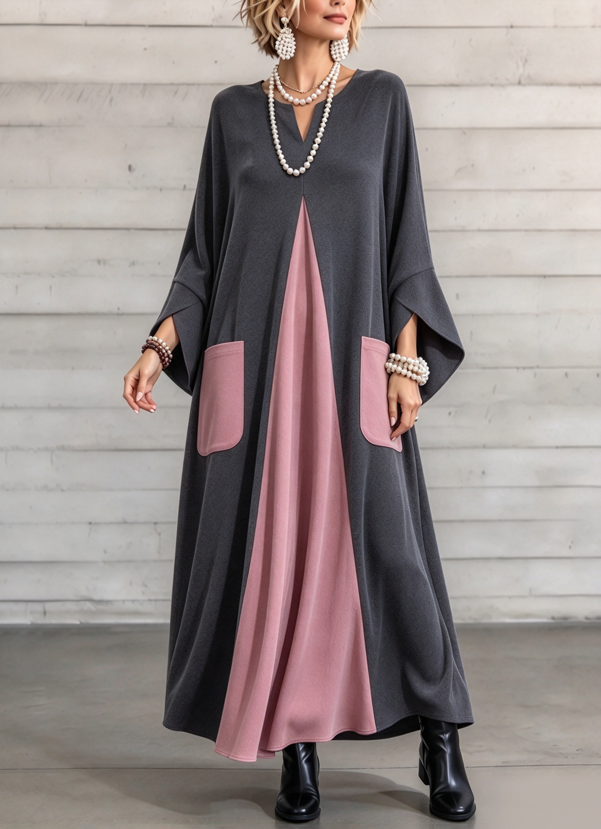 🤲LAST DAY SAVE 49% ⏰Elegant Artistic Cut Color-block Velvet Dress