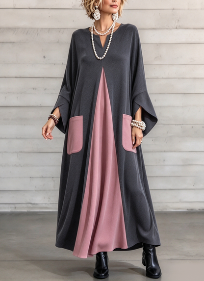 🤲LAST DAY SAVE 49% ⏰Elegant Artistic Cut Color-block Velvet Dress