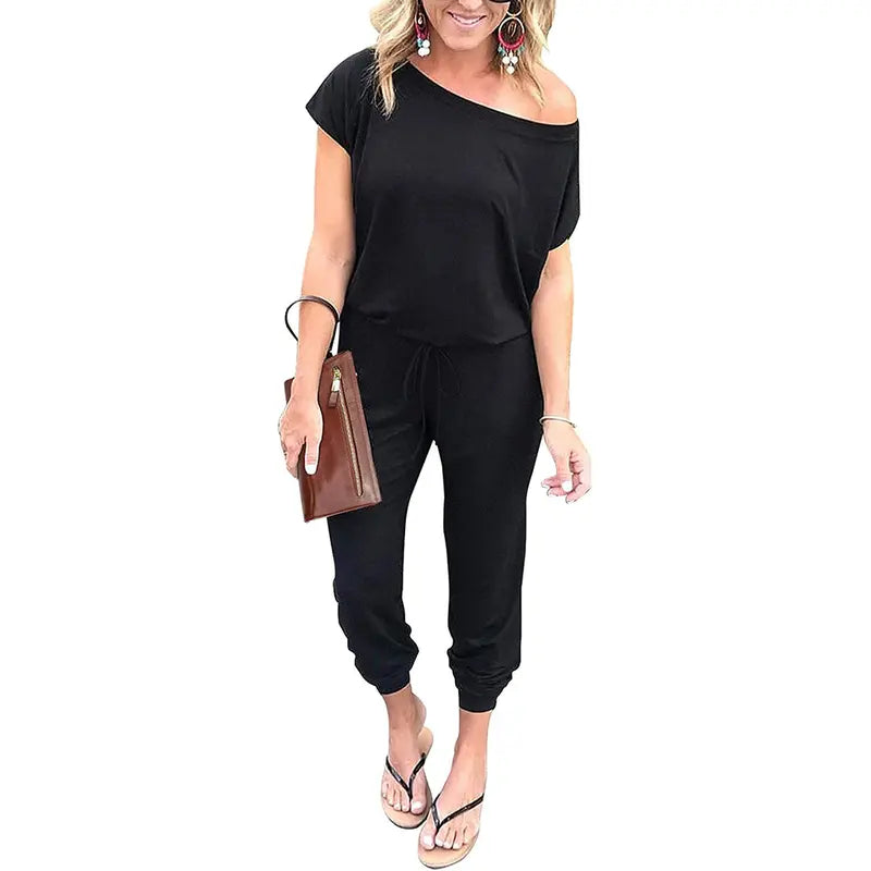 ✨✨Women's Jumpsuit Plus Size S-XXXL Off-Shoulder Elastic Waist Stretchy Loose Minimalist Comfy Clothes Casual Outdoor Lightweight Romper - Fabric - Womenswear Pants Style