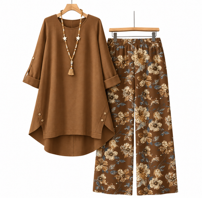 💚Women's Cotton Linen Half Sleeve Top ＆ Pants Set – Breathable & lightweight