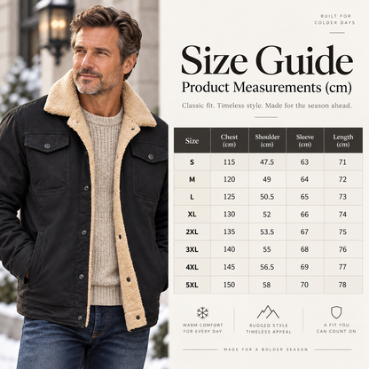 💚Men's Sherpa-Lined Trucker Jacket – Heavyweight Cargo Work Coat with Fleece Lining