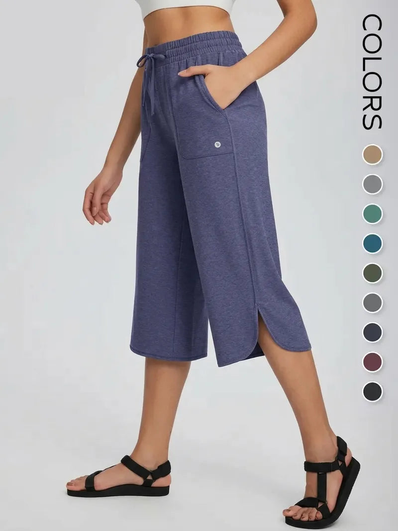 ✨✨Women's Wide Leg Yoga Capris – High Waisted with Pockets, Quick Dry, Lightweight, UPF 50+ Sun Protection – Loose Comfy for Hiking, Gym, Travel & Outdoor Workout ☀️