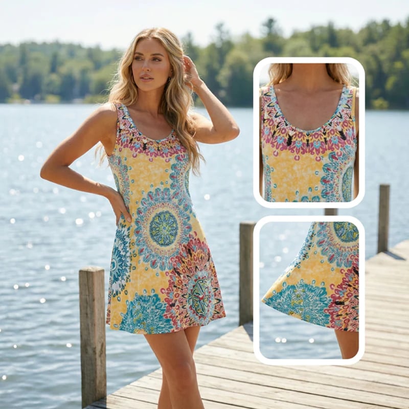 ✨✨Summer Hot Sale🌸Casual Sleeveless A-Line Printed Summer Dress