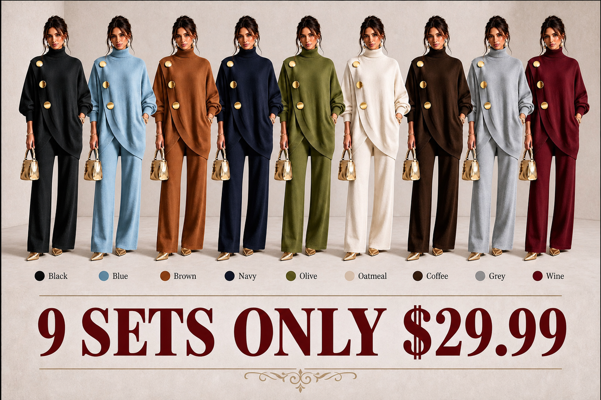 🤲💥 Elegant Knit Asymmetrical Button Set