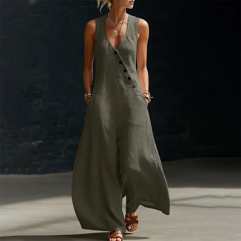 ✨✨Women's Sleeveless V-Neck Jumpsuit with Pockets