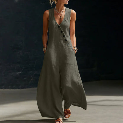 ✨✨Women's Sleeveless V-Neck Jumpsuit with Pockets