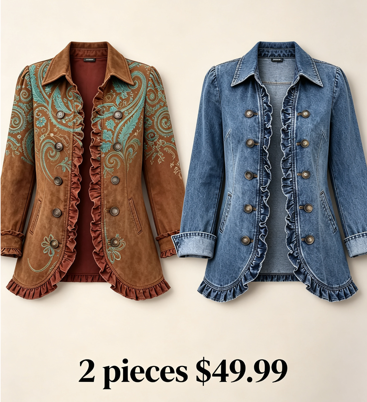 💛LAST DAY SAVE 49% ⏰Bohemian Paisley Ruffle Jacket