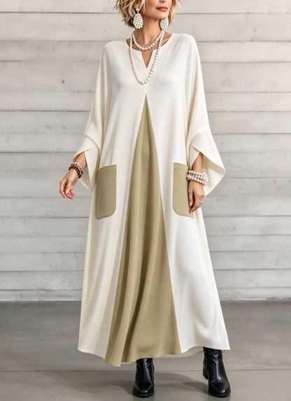 🤲LAST DAY SAVE 49% ⏰Elegant Artistic Cut Color-block Velvet Dress