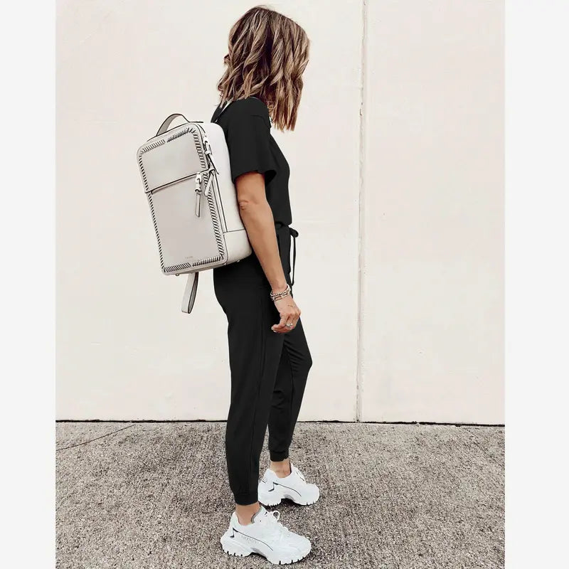 ✨✨Women's 2-Piece Set Outfits S-XXXL Crew Neck Short Sleeve Tracksuit Jogger Set With Drawstring and Pockets Comfy Lounge Wear#springtok