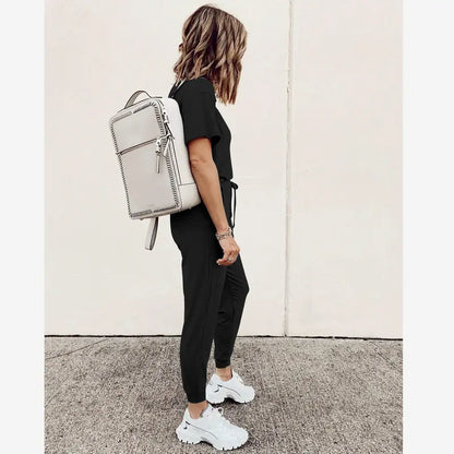 ✨✨Women's 2-Piece Set Outfits S-XXXL Crew Neck Short Sleeve Tracksuit Jogger Set With Drawstring and Pockets Comfy Lounge Wear#springtok