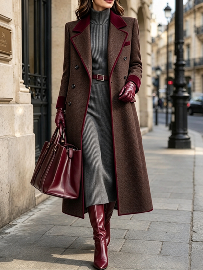 💛LAST DAY SAVE 49% ⏰Elegant Herringbone Wool-blend Long Coat