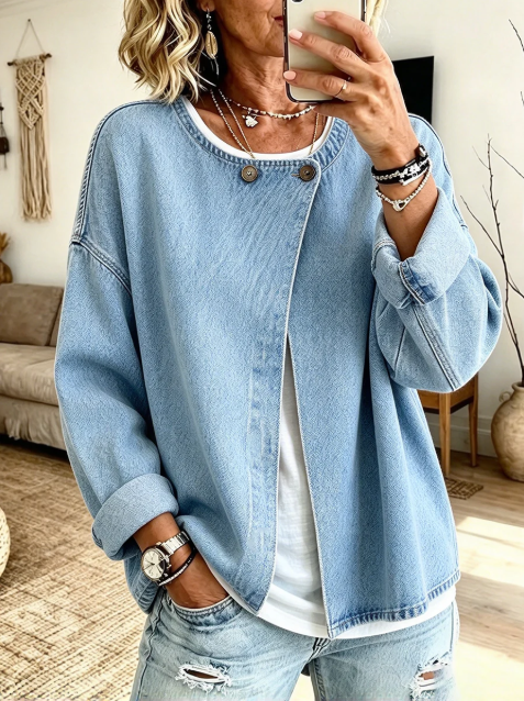 🤲LAST DAY SAVE 49% ⏰Chic Light Blue Denim Casual Cardigan Button Top