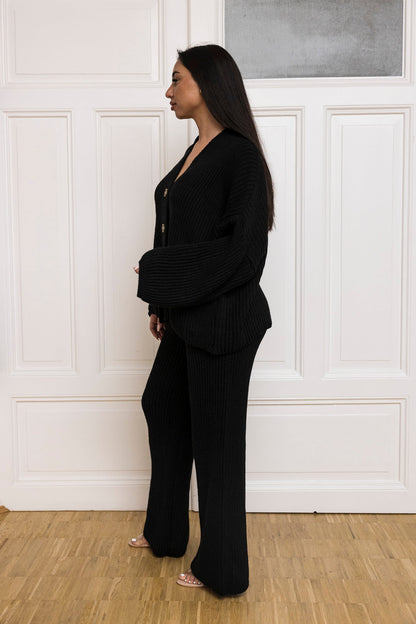 💚Loungewear Set - Oversize Strickset Cardigan & Weite Hose