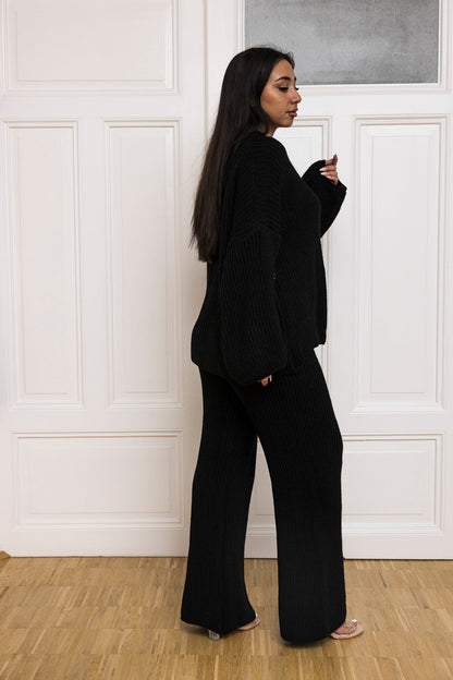 💚Loungewear Set - Oversize Strickset Cardigan & Weite Hose