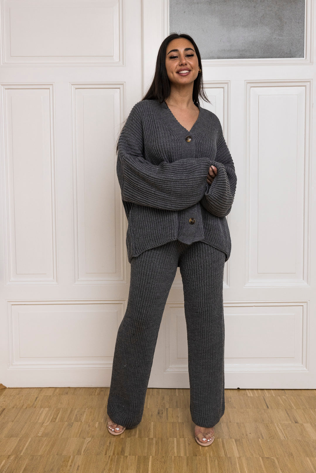 💚Loungewear Set - Oversize Strickset Cardigan & Weite Hose
