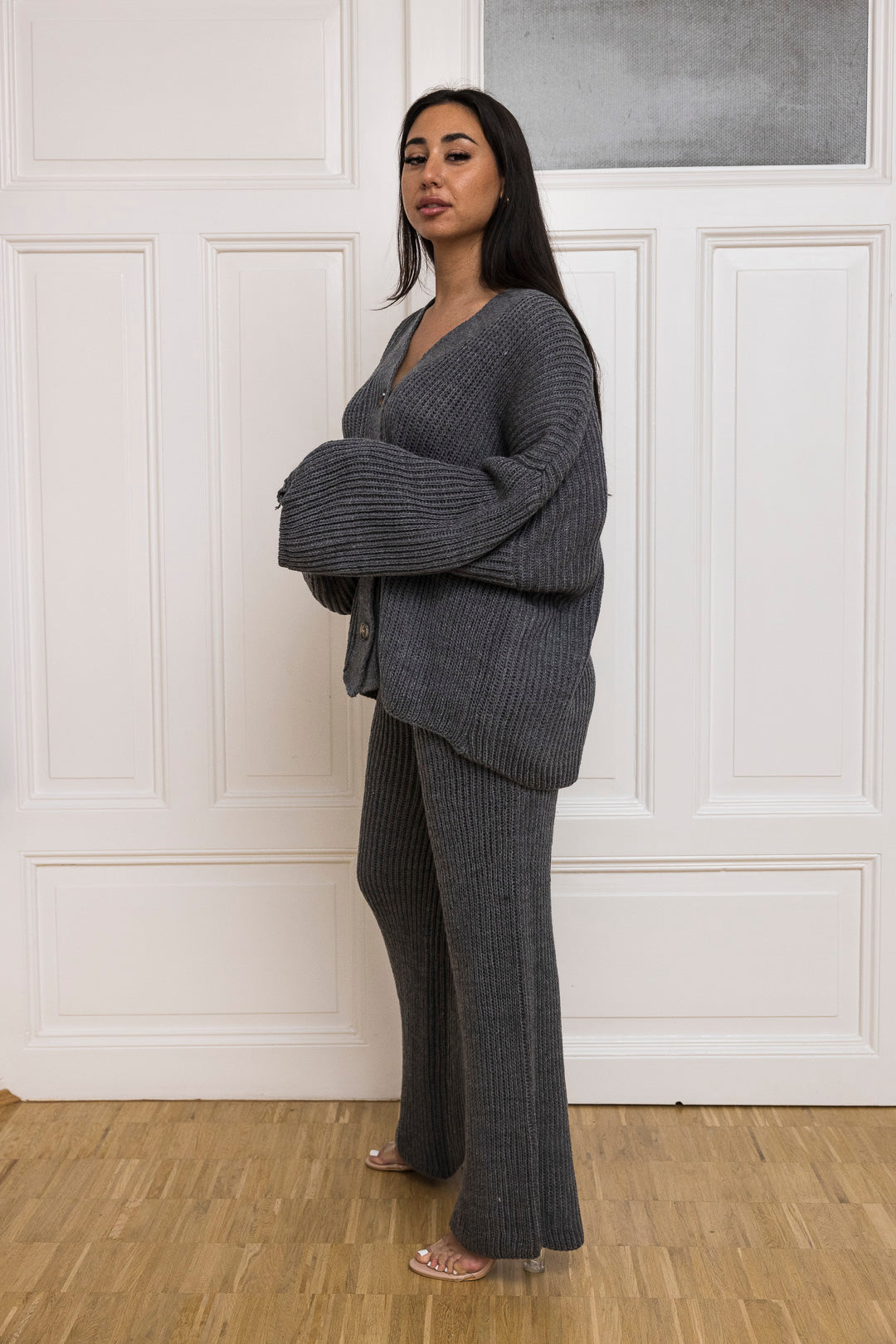 💚Loungewear Set - Oversize Strickset Cardigan & Weite Hose