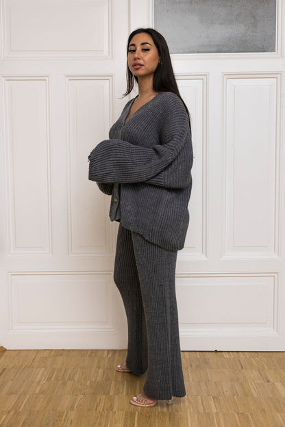 💚Loungewear Set - Oversize Strickset Cardigan & Weite Hose