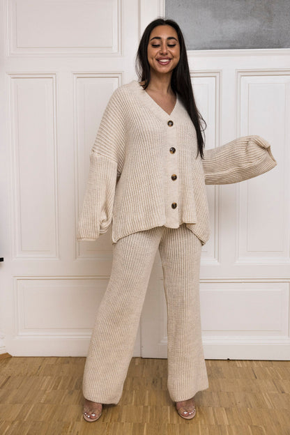 💚Loungewear Set - Oversize Strickset Cardigan & Weite Hose