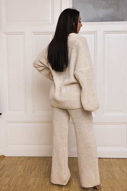 💚Loungewear Set - Oversize Strickset Cardigan & Weite Hose