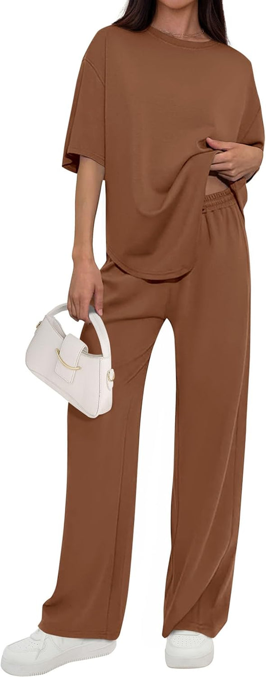 🌸2 Piece Lounge Sets for Women Summer 2026 Short Sleeve Matching Airport Travel Outfits Casual Spring Clothes