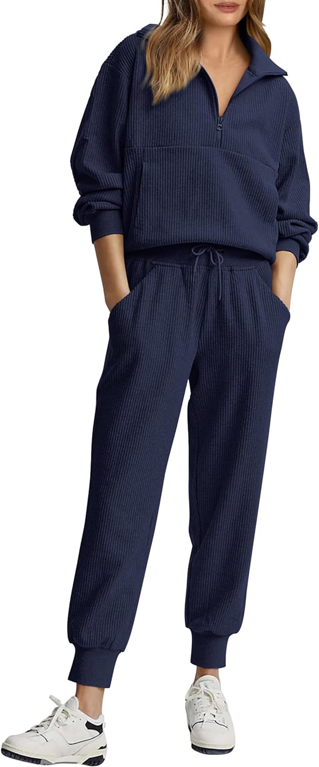 NEW 🔥 Women's Cotton 2-Piece Oversized Drawstring Sweatshirt Set