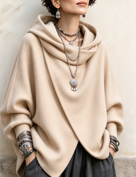 🤲LAST DAY SAVE 49% ⏰Cozy Vibrant Asymmetric Orange Versized Hooded Sweatshirt