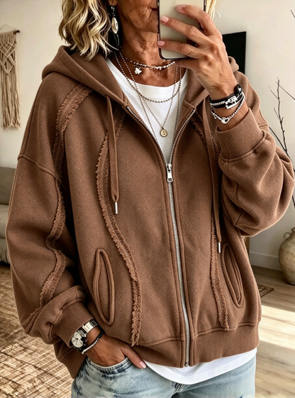 💛LAST DAY SAVE 49% ⏰Casual Raw-edge Zip-up Hoodie