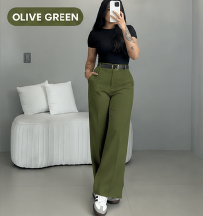 💛LAST DAY SAVE 49% ⏰HIGH WAIST WIDE LEG PANTS-Free belt