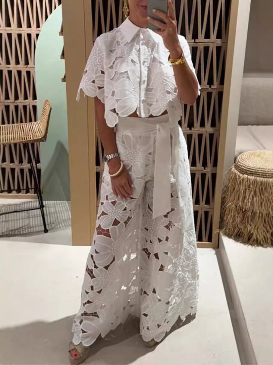 Lace Embroidered 2-Piece Party Set