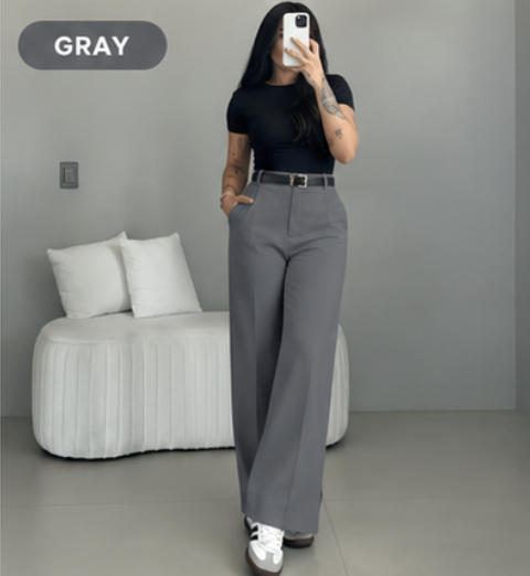 💛LAST DAY SAVE 49% ⏰HIGH WAIST WIDE LEG PANTS-Free belt