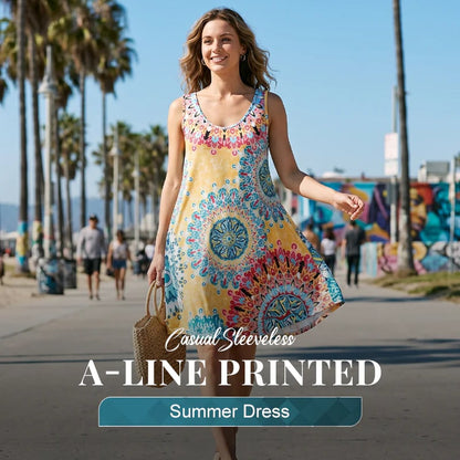 ✨✨Summer Hot Sale🌸Casual Sleeveless A-Line Printed Summer Dress