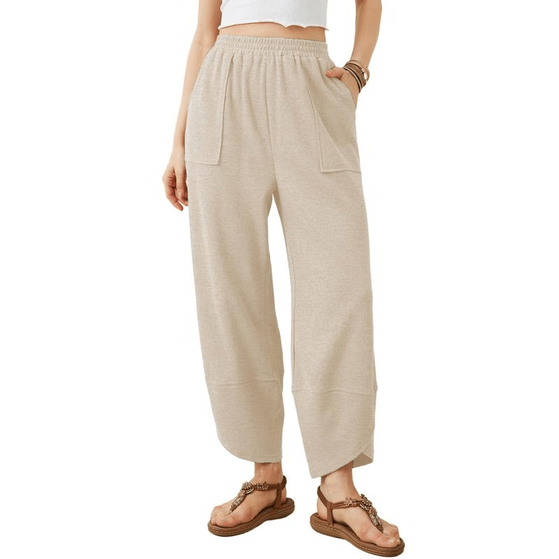 ✨✨Womens Baggy Wide Leg Pants Casual Elastic Waisted Palazzo Harem Pants with Pockets