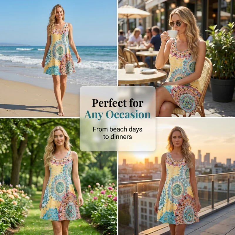 ✨✨Summer Hot Sale🌸Casual Sleeveless A-Line Printed Summer Dress