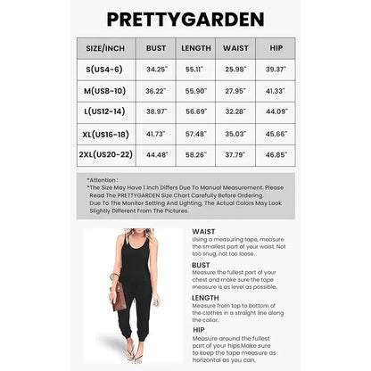 ✨✨Sleeveless Women's Jumpsuits Plus Size S-XXL Tank And Pants With Elastic Drawstring Waist Romper Summer Outfits