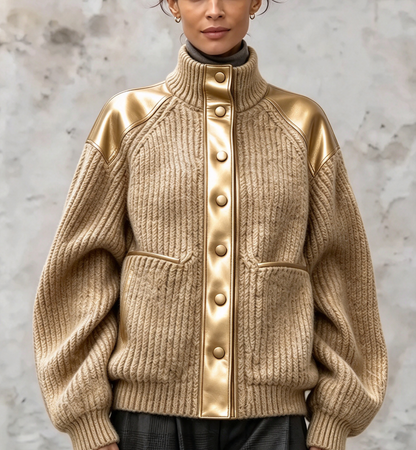 💛LAST DAY SAVE 49% ⏰Luxe Metallic Button Knit Jacket