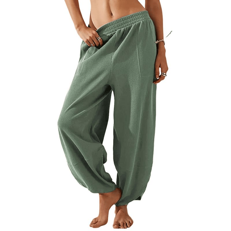 ✨✨Womens Baggy Wide Leg Pants Casual Elastic Waisted Palazzo Harem Pants with Pockets