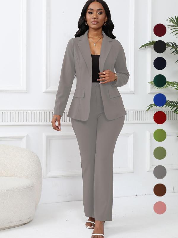 💚Women's elegant business solid color long-sleeved two-piece suit