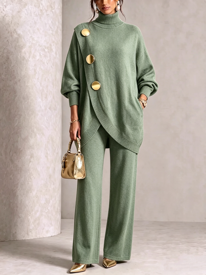 🤲💥 Elegant Knit Asymmetrical Button Set