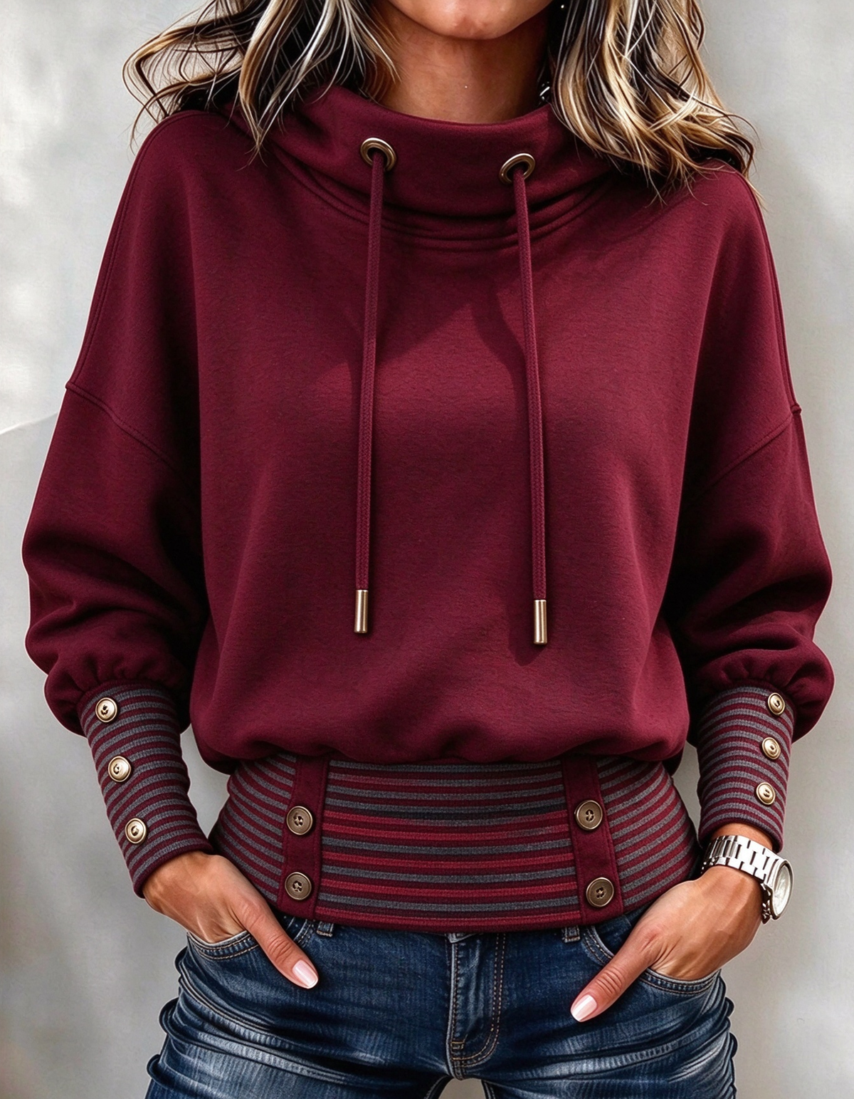 💛LAST DAY SAVE 49% ⏰Casual Stand-collar Drawstring Sweatshirt