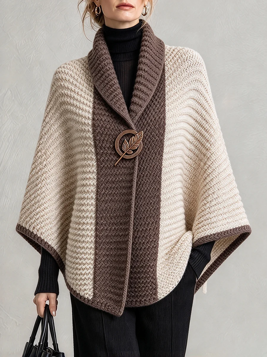 💛LAST DAY SAVE 49% ⏰Vintage-style Elegant Color-block Chunky Knit Cape
