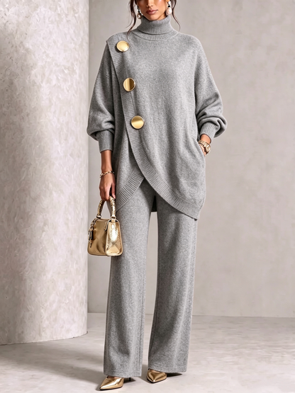 🤲💥 Elegant Knit Asymmetrical Button Set
