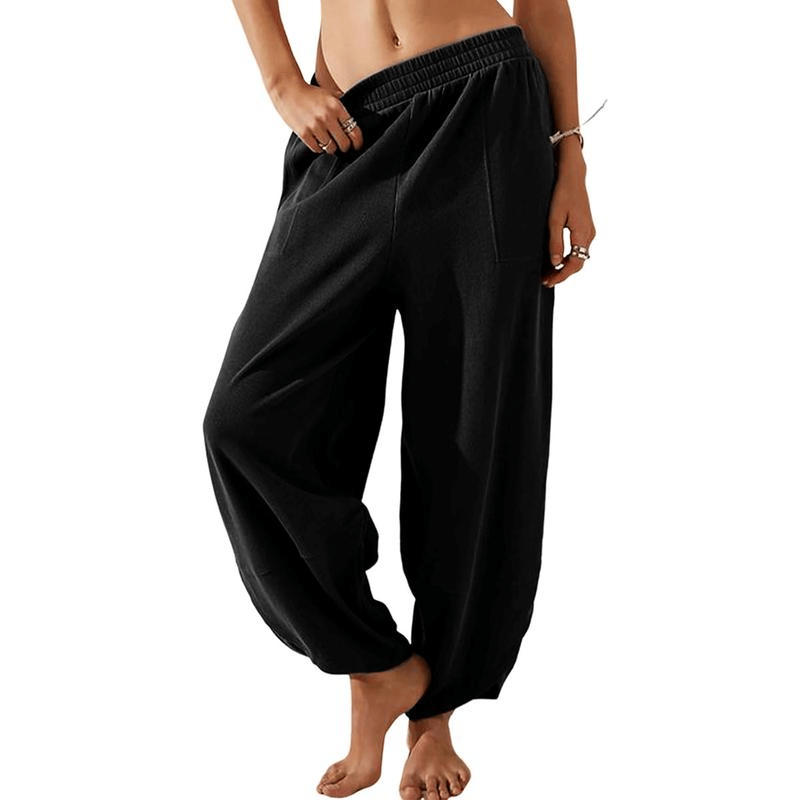 ✨✨Womens Baggy Wide Leg Pants Casual Elastic Waisted Palazzo Harem Pants with Pockets
