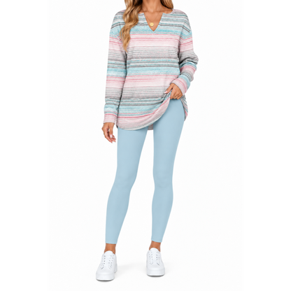 💚Women's 2-Piece Lounge Set – Long Sleeve Top & Plaid Leggings
