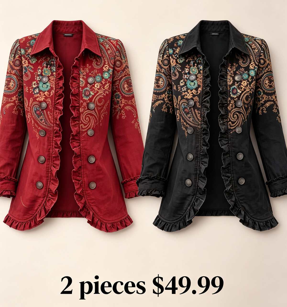 💛LAST DAY SAVE 49% ⏰Bohemian Paisley Ruffle Jacket