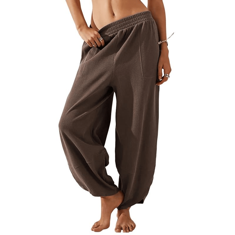 ✨✨Womens Baggy Wide Leg Pants Casual Elastic Waisted Palazzo Harem Pants with Pockets