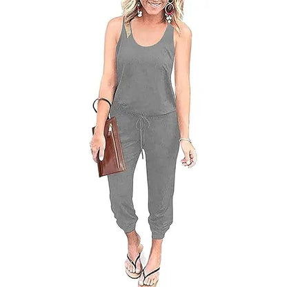 ✨✨Sleeveless Women's Jumpsuits Plus Size S-XXL Tank And Pants With Elastic Drawstring Waist Romper Summer Outfits