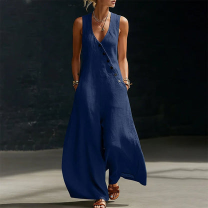 ✨✨Women's Sleeveless V-Neck Jumpsuit with Pockets