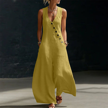 ✨✨Women's Sleeveless V-Neck Jumpsuit with Pockets