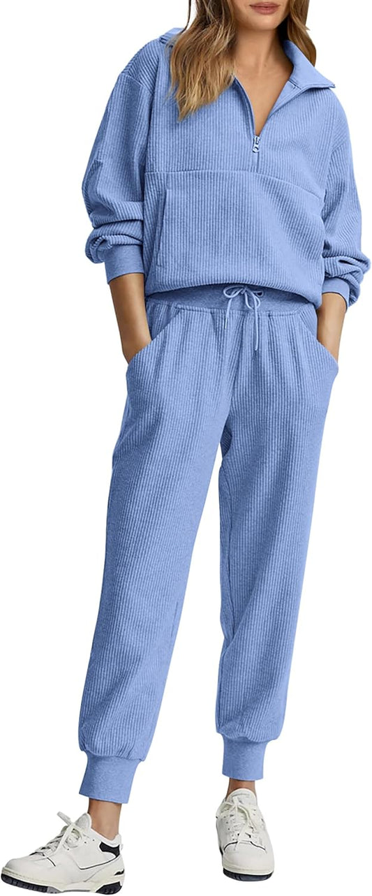 NEW 🔥 Women's Cotton 2-Piece Oversized Drawstring Sweatshirt Set