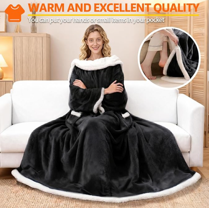 💛Wearable Heated Blanket with Sleeves | 10 Heat Settings, Auto Shut Off, Machine Washable 52”*72”+18”